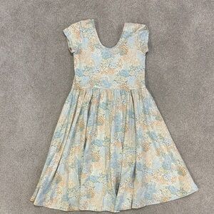 Alice and Ames Floral Kids Dress in Blue and Cream